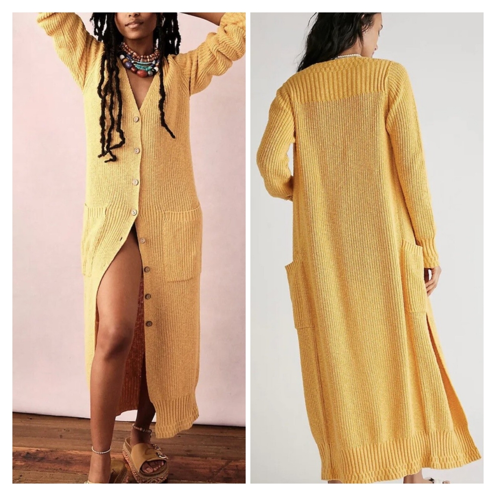 Free People It's Alright Duster Cardigan Apricot Size S